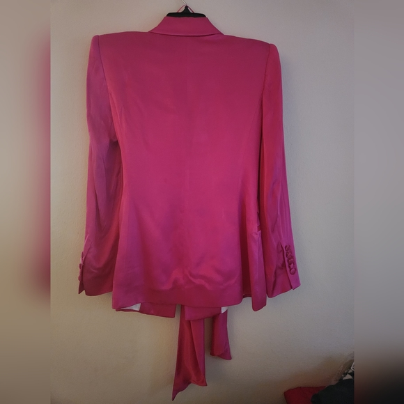 Zara satin effect blazer front tie sz M fuschia/pink BNWT - Picture 4 of 7